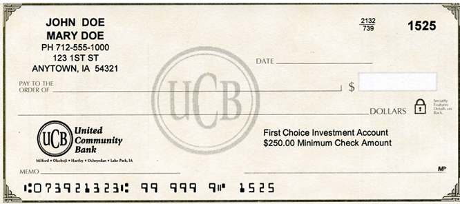 UCB First Choice Investment Check Image 